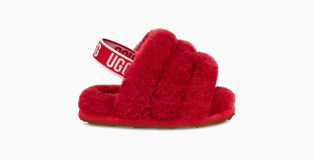 Ugg Fluff Yeah - Kids Slides - Red - NZ (5367DYCKJ)